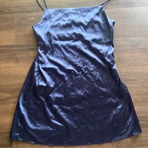 American Eagle Outfitters Navy Satin Slip Dress